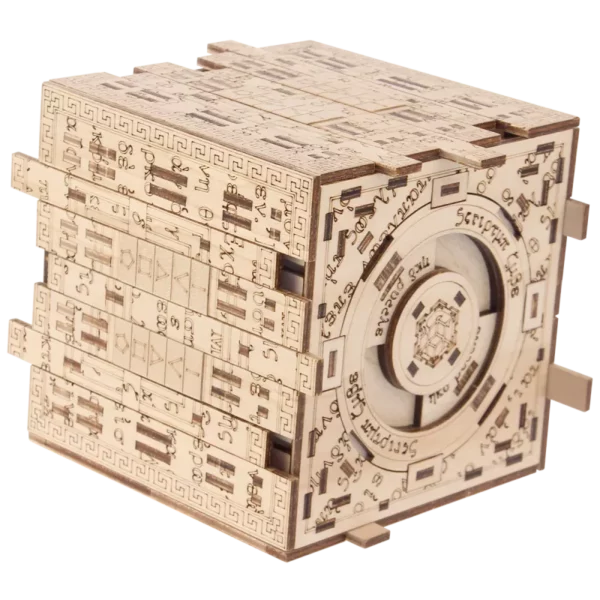 NKD Scriptum Cube terminé en bois avec motifs complexes