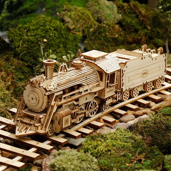 locomotive, train express, steam prime express, train à vapeur, train en bois, maquette 3d
