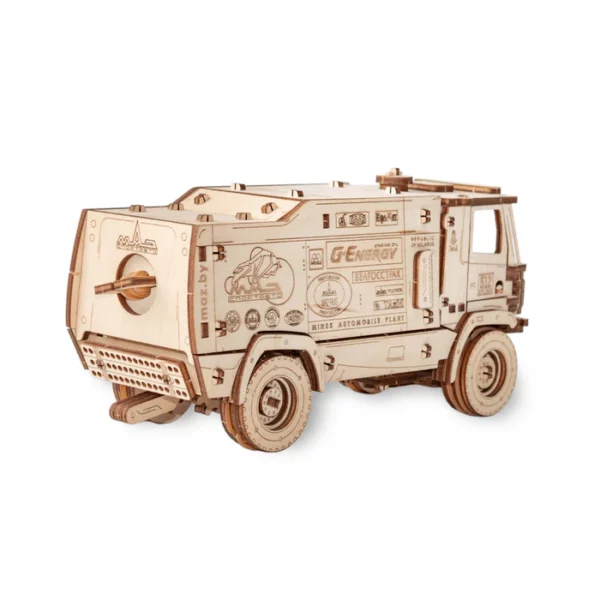 camion de course maz-5309RR puzzle 3d en bois photo vu de derrière