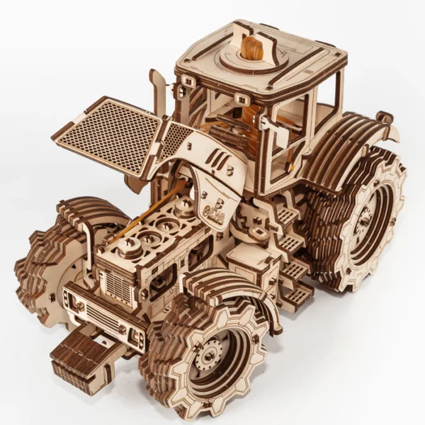 tracteur mécanique puzzle 3d en bois capot ouvert