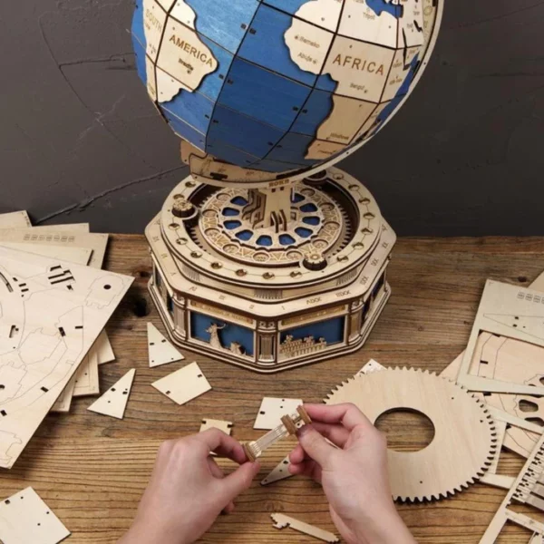 globe-terrestre-bleu-puzzle-3d-wooden-model-kit-mykitdiy-pièces