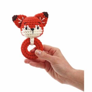 kit hochet renard amigurumi crochet rouge blanc main