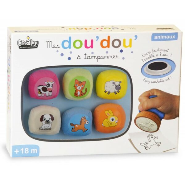 coffret doudou animaux tampons enfants