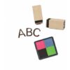 Crealign - Coffret Mini Alphabet Tampons en bois avec 39 tampons et un encreur 4 couleurs, idéal pour personnaliser cahiers et projets créatifs.