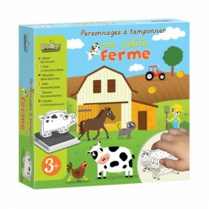 Crealign - Coffret Tampons Ferme Images de tampons sur le thème de la ferme avec animaux et personnages, accompagnés d'un encreur lavable.