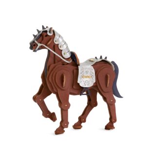 Puzzle 3D Cheval Guerrier ROWOOD assemblé, cheval avec armure en cuir