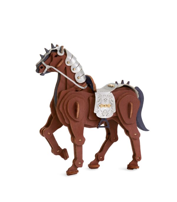 Puzzle 3D Cheval Guerrier ROWOOD assemblé, cheval avec armure en cuir