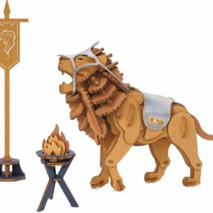 Puzzle 3D Lion Guerrier ROWOOD assemblé, lion avec armure en cuir