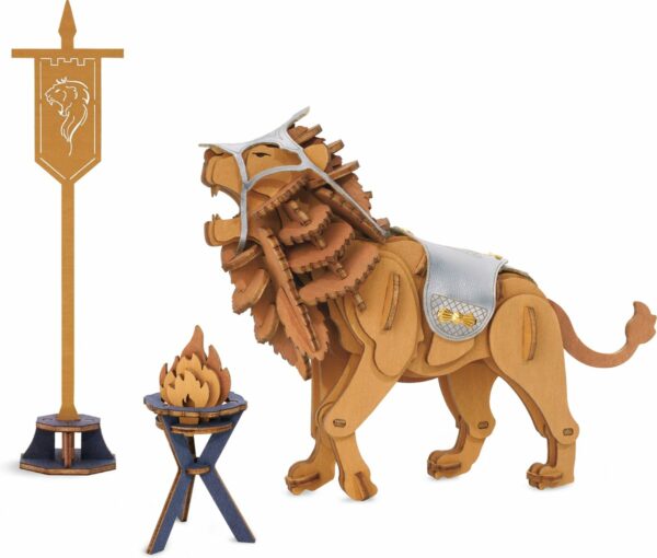 Puzzle 3D Lion Guerrier ROWOOD assemblé, lion avec armure en cuir